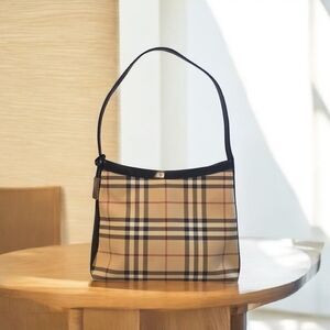 Burberry Shoulder Bag, Coated Canvas Nova Check Print, Authentic
